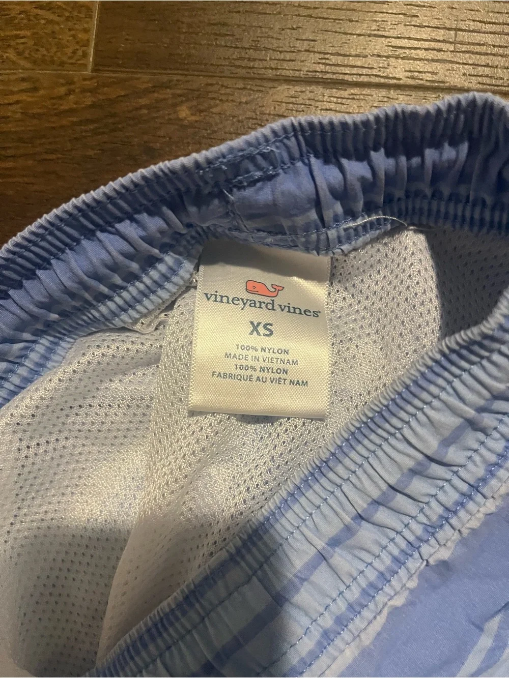 Vineyard Vines Pale Blue & White Striped Men's Swim Trunks
